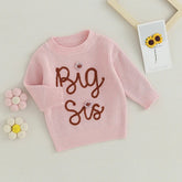 Knit Embroidered Big Sis baby girl sweater