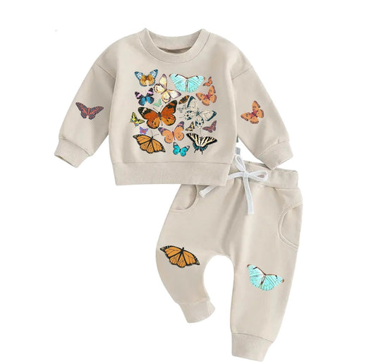 Butterfly Baby Outfit set sweatshirt and pants / baby clothes / soft / newborn / baby girl boy / baby shower / baby gift \ fall / sweater