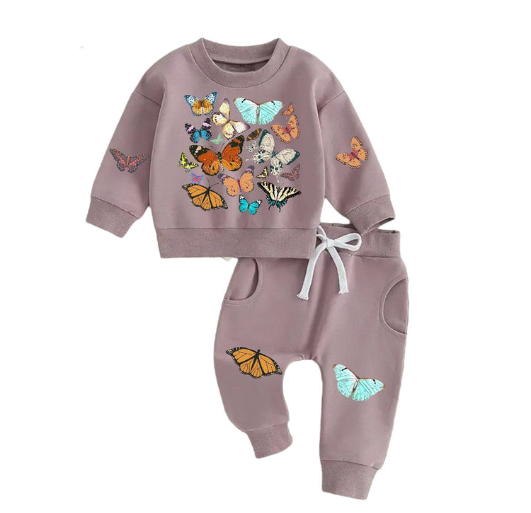 Butterfly Baby Outfit set sweatshirt and pants / baby clothes / soft / newborn / baby girl boy / baby shower / baby gift \ fall / sweater