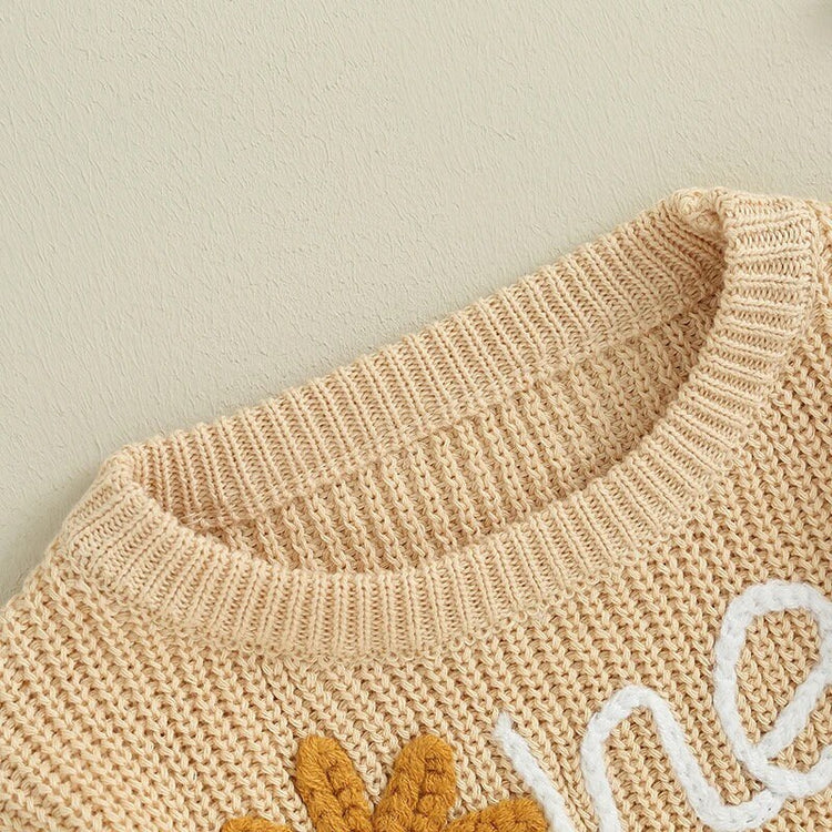 Knit Embroidered baby girls first birthday sweater / infant sweater / baby clothes / one / baby girl / baby gift / baby shower / fall sweat