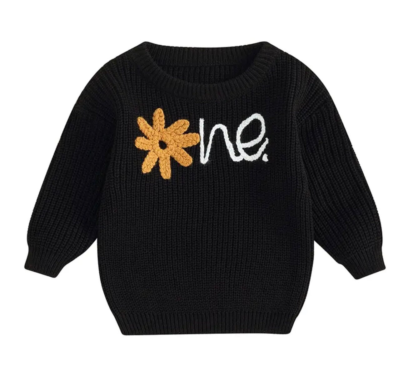 Knit Embroidered baby girls first birthday sweater / infant sweater / baby clothes / one / baby girl / baby gift / baby shower / fall sweat