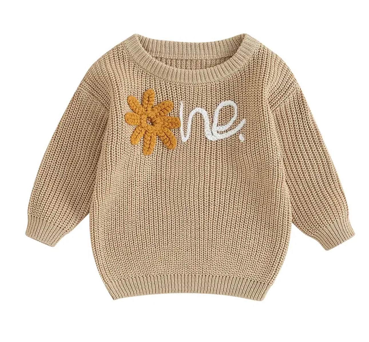 Knit Embroidered baby girls first birthday sweater / infant sweater / baby clothes / one / baby girl / baby gift / baby shower / fall sweat