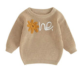 Knit Embroidered baby girls first birthday sweater / infant sweater / baby clothes / one / baby girl / baby gift / baby shower / fall sweat