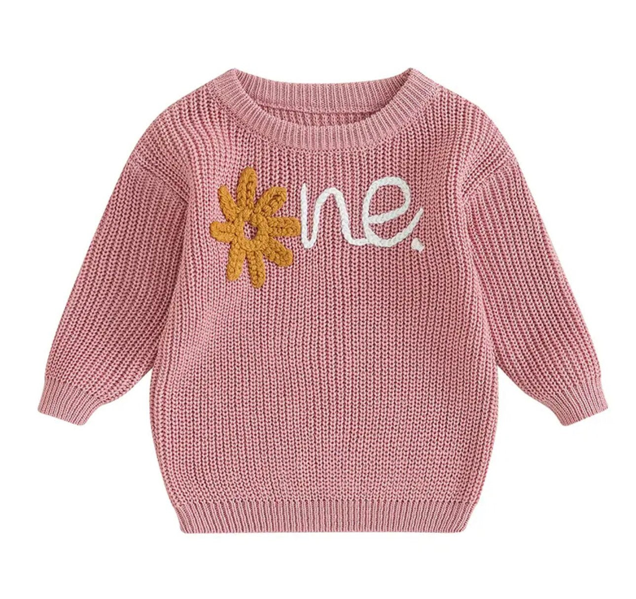 Knit Embroidered baby girls first birthday sweater / infant sweater / baby clothes / one / baby girl / baby gift / baby shower / fall sweat
