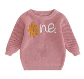 Knit Embroidered baby girls first birthday sweater / infant sweater / baby clothes / one / baby girl / baby gift / baby shower / fall sweat