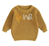 Knit Embroidered baby girls first birthday sweater / infant sweater / baby clothes / one / baby girl / baby gift / baby shower / fall sweat