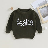 Knit Embroidered bestie baby girl sweater / baby boy / baby clothes / newborn / welcome home / baby gift / baby shower / fall sweat