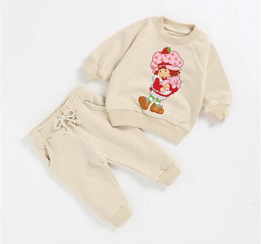 strawberry French Terry Baby Outfit set sweatshirt and pants / baby clothes / soft / cartoon / baby girl / baby shower / baby gift outfit