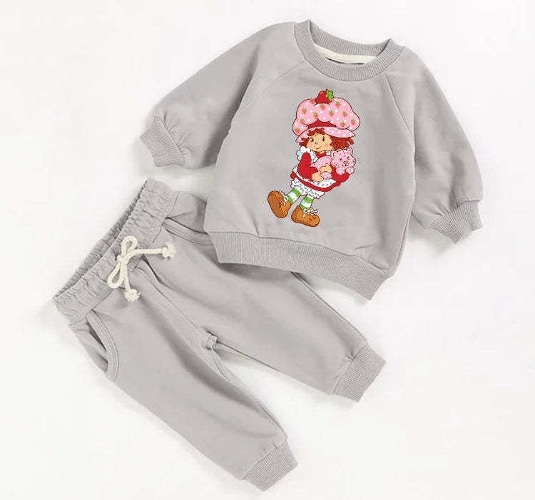 strawberry French Terry Baby Outfit set sweatshirt and pants / baby clothes / soft / cartoon / baby girl / baby shower / baby gift outfit