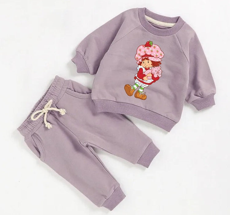 strawberry French Terry Baby Outfit set sweatshirt and pants / baby clothes / soft / cartoon / baby girl / baby shower / baby gift outfit