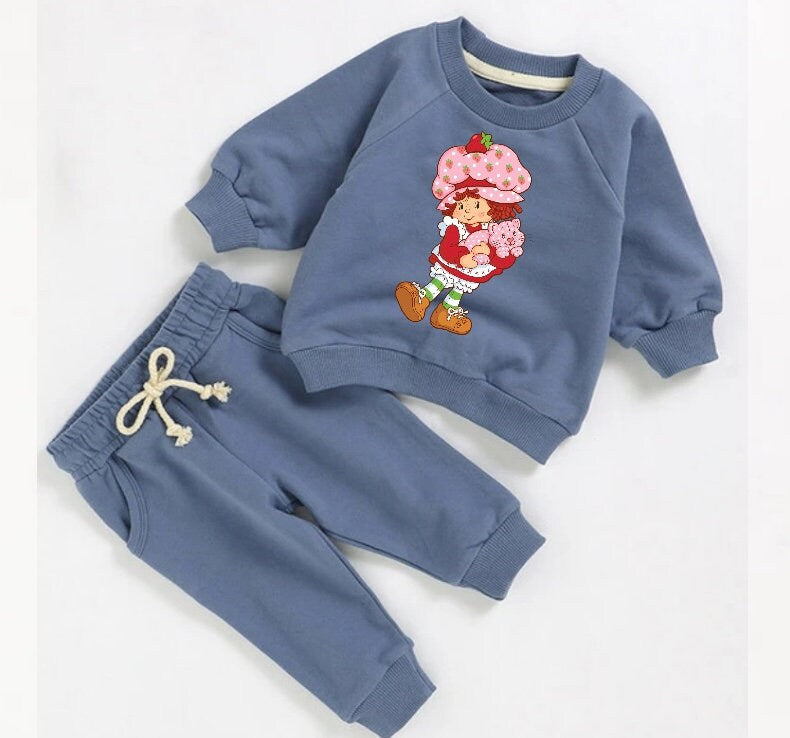 strawberry French Terry Baby Outfit set sweatshirt and pants / baby clothes / soft / cartoon / baby girl / baby shower / baby gift outfit