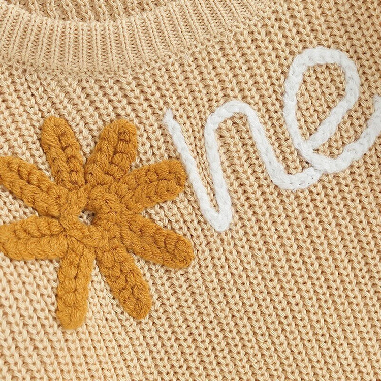 Knit Embroidered baby girls first birthday sweater / infant sweater / baby clothes / one / baby girl / baby gift / baby shower / fall sweat
