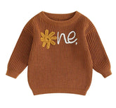 Knit Embroidered baby girls first birthday sweater / infant sweater / baby clothes / one / baby girl / baby gift / baby shower / fall sweat