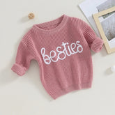Knit Embroidered bestie baby girl sweater / baby boy / baby clothes / newborn / welcome home / baby gift / baby shower / fall sweat