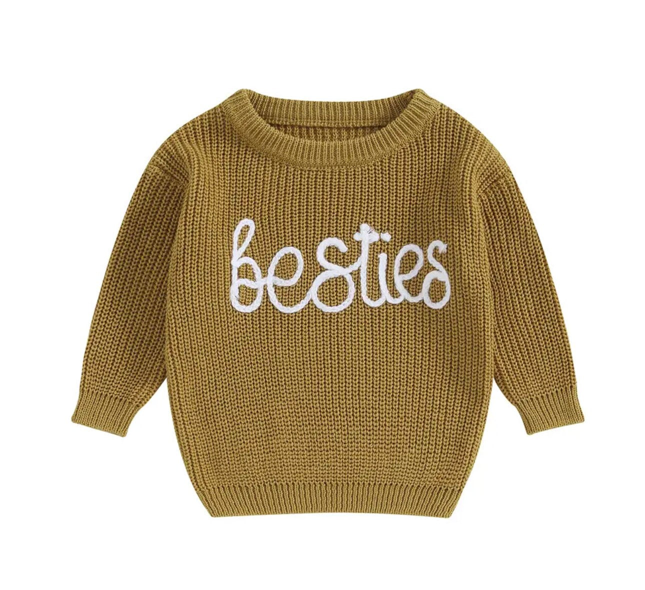 Knit Embroidered bestie baby girl sweater / baby boy / baby clothes / newborn / welcome home / baby gift / baby shower / fall sweat