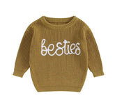 Knit Embroidered bestie baby girl sweater / baby boy / baby clothes / newborn / welcome home / baby gift / baby shower / fall sweat