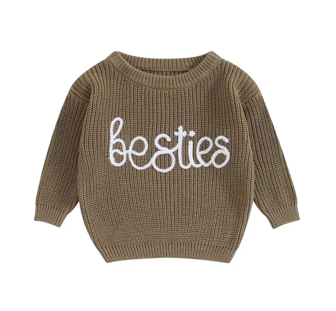 Knit Embroidered bestie baby girl sweater / baby boy / baby clothes / newborn / welcome home / baby gift / baby shower / fall sweat