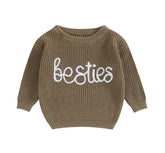Knit Embroidered bestie baby girl sweater / baby boy / baby clothes / newborn / welcome home / baby gift / baby shower / fall sweat