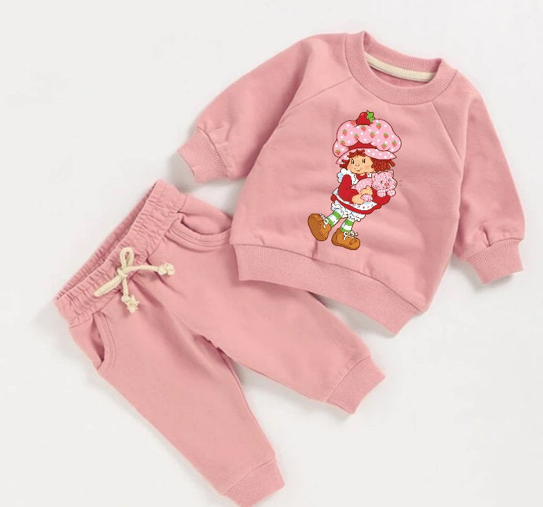 strawberry French Terry Baby Outfit set sweatshirt and pants / baby clothes / soft / cartoon / baby girl / baby shower / baby gift outfit