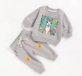 llama floral French Terry Baby Outfit set sweatshirt and pants