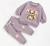 Floral bear French Terry Baby Outfit set sweatshirt and pants / baby clothes / soft / baby girl boy / baby shower / baby gift / sweater