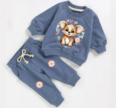 Floral bear French Terry Baby Outfit set sweatshirt and pants / baby clothes / soft / baby girl boy / baby shower / baby gift / sweater