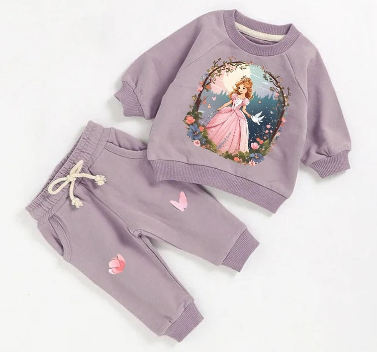 Fairytale floral French Terry Baby Outfit set sweatshirt and pants / baby clothes / soft / baby girl boy / baby shower / baby gift / sweater