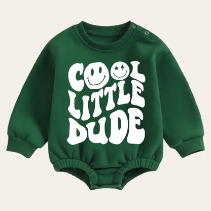 cool dude warm fleece Baby boy Oversized Sweatshirt Romper / bubble / onesie / baby clothes / baby girl / baby boy / outfit / gift