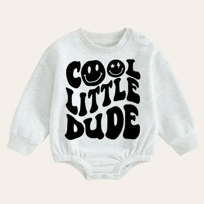 cool dude warm fleece Baby boy Oversized Sweatshirt Romper / bubble / onesie / baby clothes / baby girl / baby boy / outfit / gift