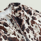 Cow Print Zip Up Romper