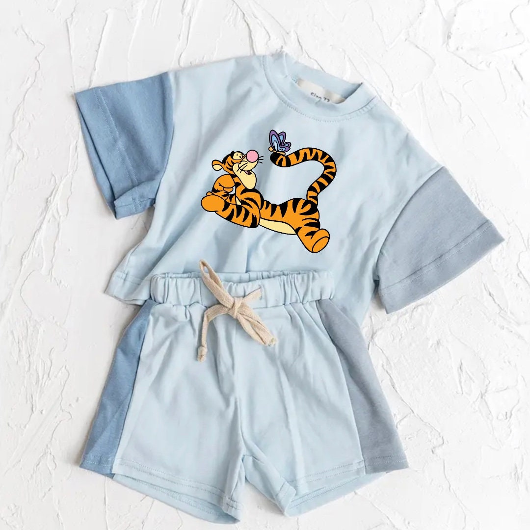 100% cotton color block Baby toddler pooh Clothing set , outfit , shirt , shorts , baby girl , baby clothes, baby shower, gift, baby boy