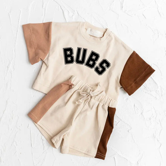 Bubs 100% cotton color block Baby toddler boy outfit Clothing set , outfit , shirt , shorts , baby girl , baby clothes, baby shower, gift