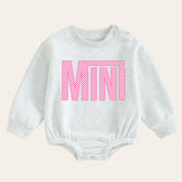 Pink checkered mini warm fleece Baby girl Oversized Sweatshirt Romper / bubble / onesie / baby clothes / newborn / baby boy / outfit / gift