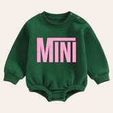 Pink checkered mini warm fleece Baby girl Oversized Sweatshirt Romper / bubble / onesie / baby clothes / newborn / baby boy / outfit / gift