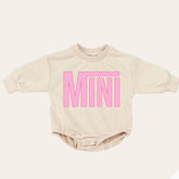 Pink checkered mini Baby girl Oversized Sweatshirt Romper / bubble / onesie / baby clothes / baby girl / baby gift / outfit / crewneck
