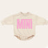 Pink checkered mini Baby girl Oversized Sweatshirt Romper / bubble / onesie / baby clothes / baby girl / baby gift / outfit / crewneck