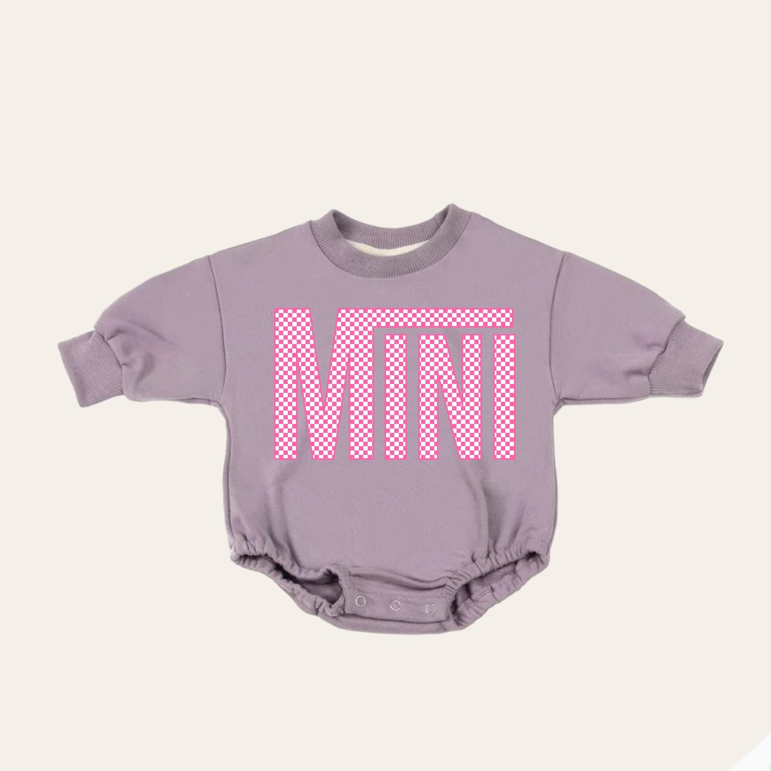 Pink checkered mini Baby girl Oversized Sweatshirt Romper / bubble / onesie / baby clothes / baby girl / baby gift / outfit / crewneck