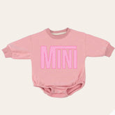 Pink checkered mini Baby girl Oversized Sweatshirt Romper / bubble / onesie / baby clothes / baby girl / baby gift / outfit / crewneck