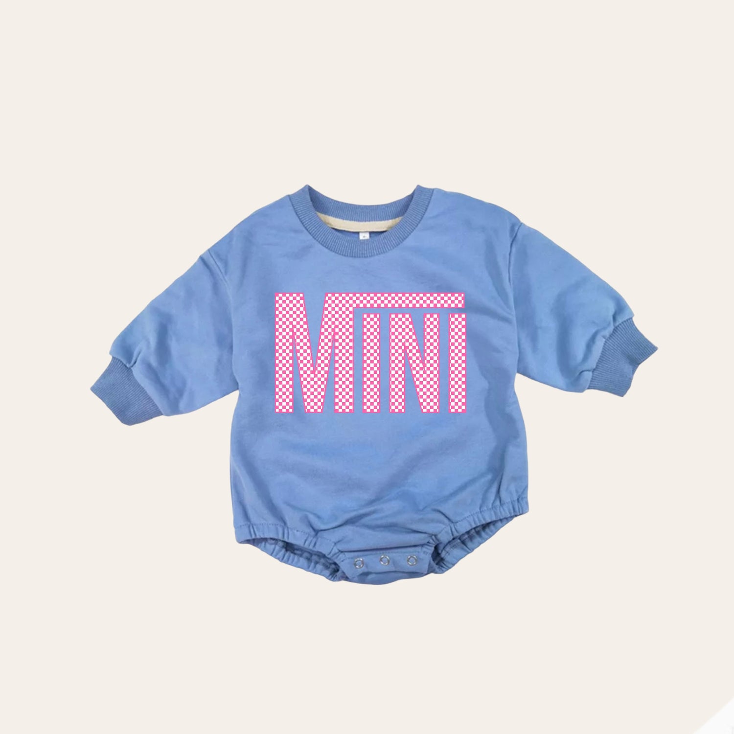 Pink checkered mini Baby girl Oversized Sweatshirt Romper / bubble / onesie / baby clothes / baby girl / baby gift / outfit / crewneck