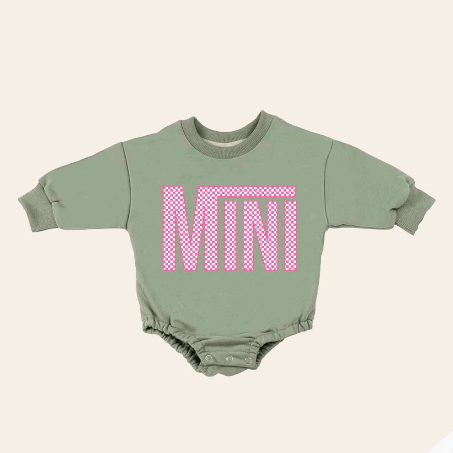 Pink checkered mini Baby girl Oversized Sweatshirt Romper / bubble / onesie / baby clothes / baby girl / baby gift / outfit / crewneck