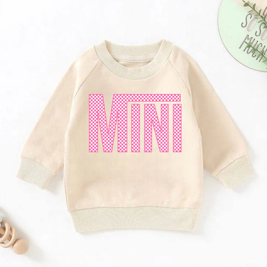 pink checkered mini Baby girl Sweatshirt soft Terry newborn sweater / infant / baby clothes / / boy / outfit / baby gift / newborn crewneck