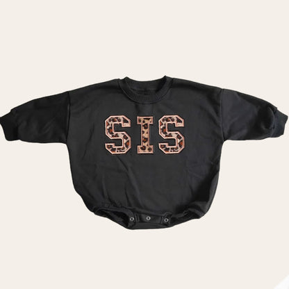 Big sis lil sis Baby girl Oversized Sweatshirt Romper fuzzy patch / onesie / baby clothes / baby girl / baby gift / outfit / crewneck