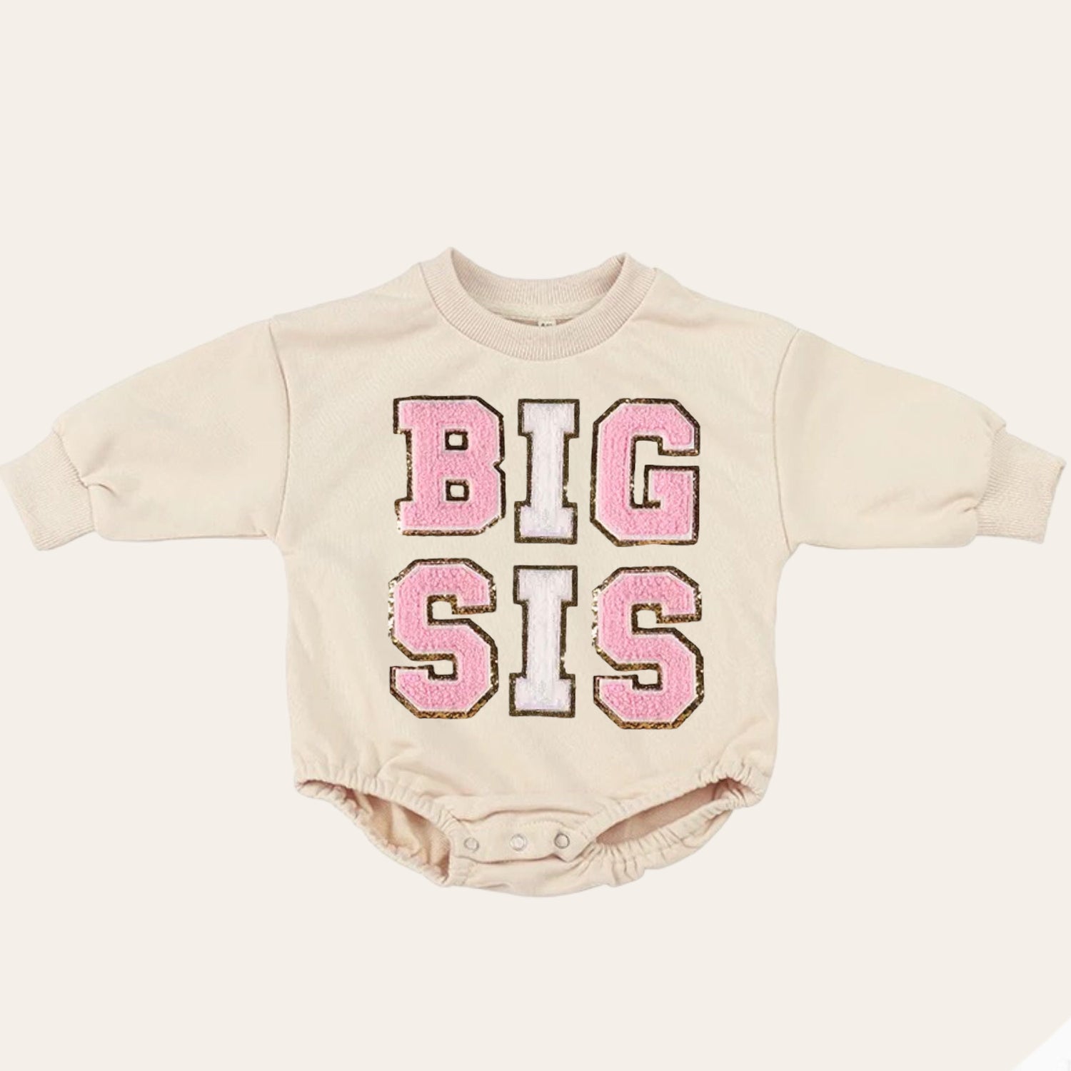 Big sis lil sis Baby girl Oversized Sweatshirt Romper fuzzy patch / onesie / baby clothes / baby girl / baby gift / outfit / crewneck