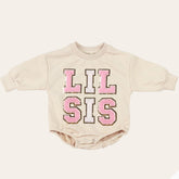 Big sis lil sis Baby girl Oversized Sweatshirt Romper fuzzy patch / onesie / baby clothes / baby girl / baby gift / outfit / crewneck