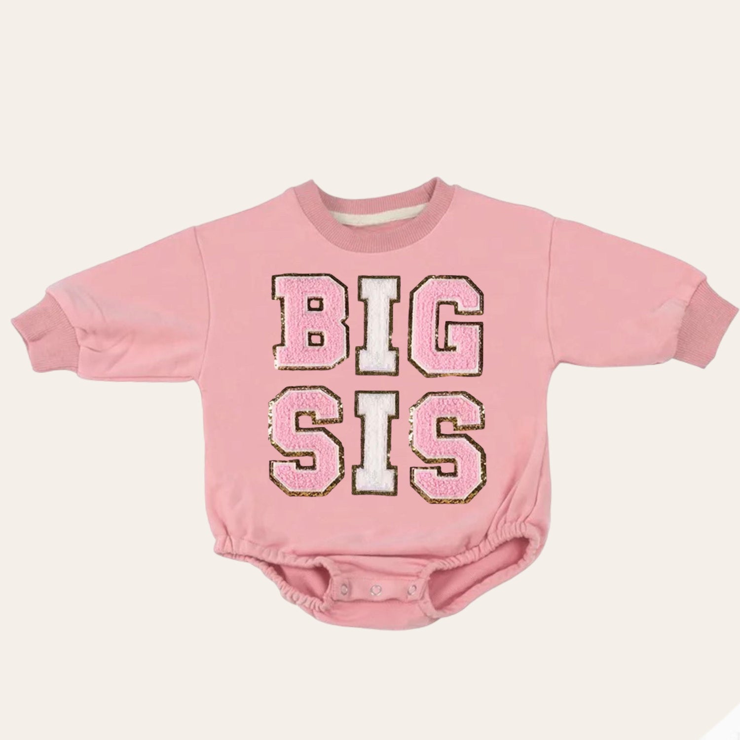Big sis lil sis Baby girl Oversized Sweatshirt Romper fuzzy patch / onesie / baby clothes / baby girl / baby gift / outfit / crewneck