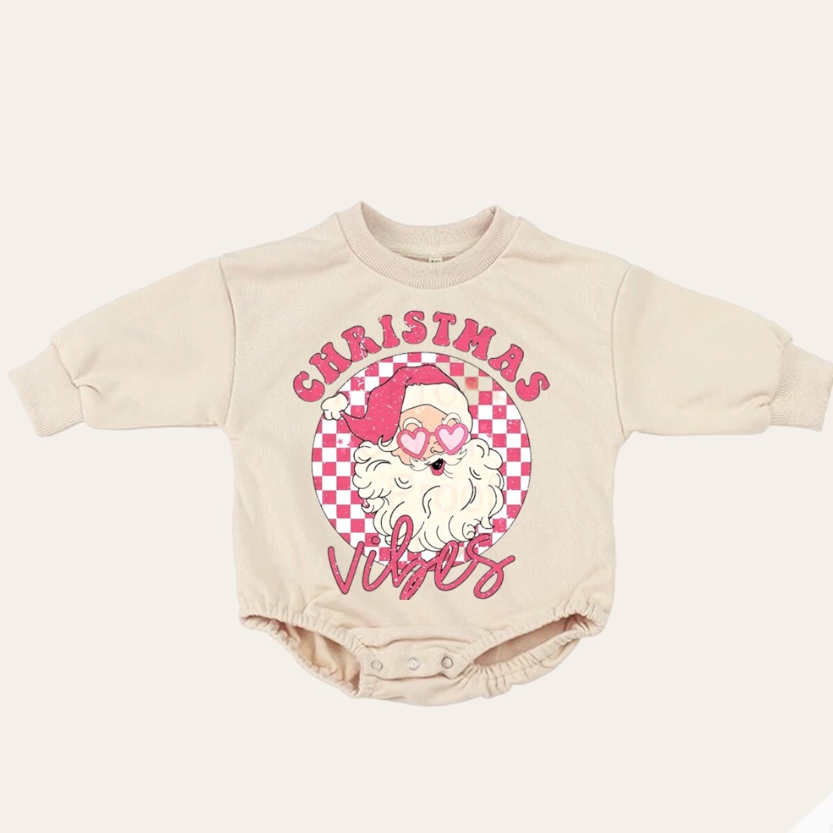 good vibes retro Christmas Baby Oversized Sweatshirt Romper