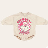 good vibes retro Christmas Baby Oversized Sweatshirt Romper