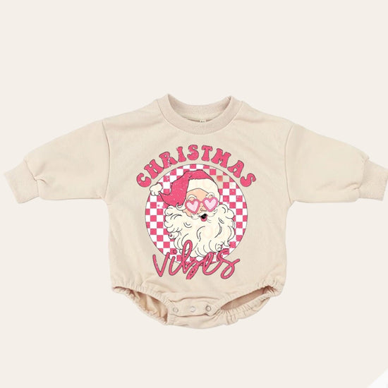 good vibes retro Christmas Baby Oversized Sweatshirt Romper