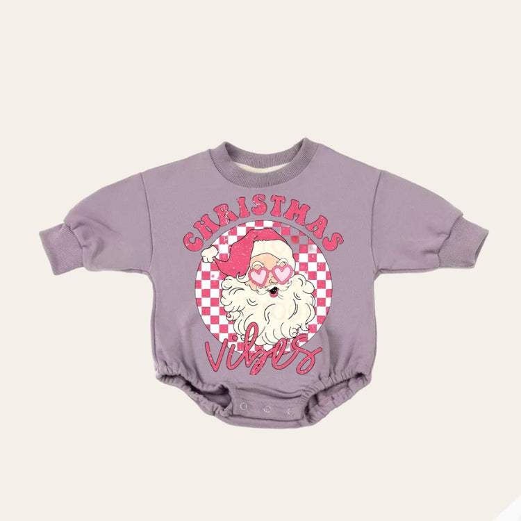good vibes retro Christmas Baby Oversized Sweatshirt Romper