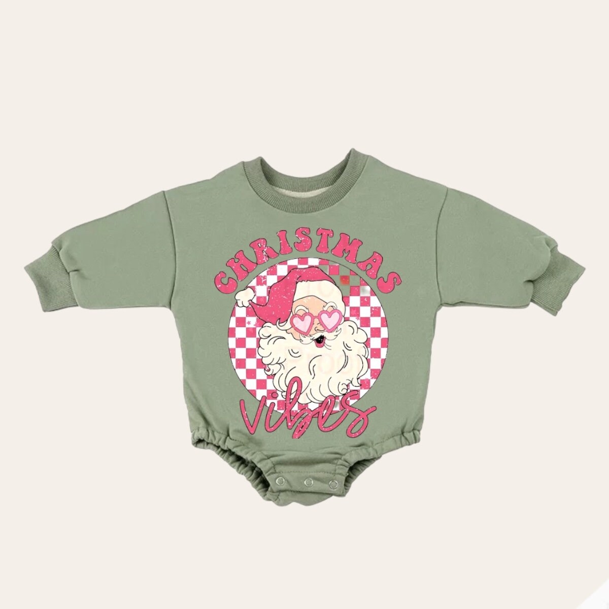 good vibes retro Christmas Baby Oversized Sweatshirt Romper
